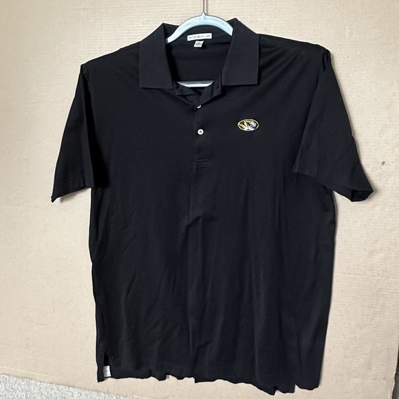 Peter Millar Mens 100% Cotton Size‎ XL Short Sleeve Black Logo Polo Shirt - Picture 1 of 6